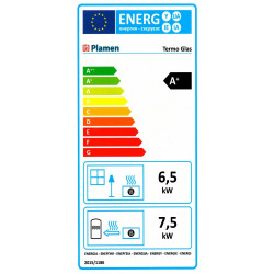Liatinový sporák Plamen 850 Glas Termo ľavý Energetický štítok Termo