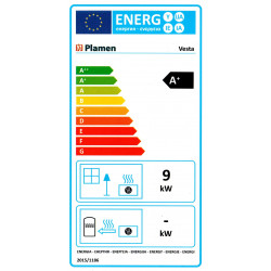 Liatinové kachle Plamen Vesta hnedá,Energetický štítok Vesta